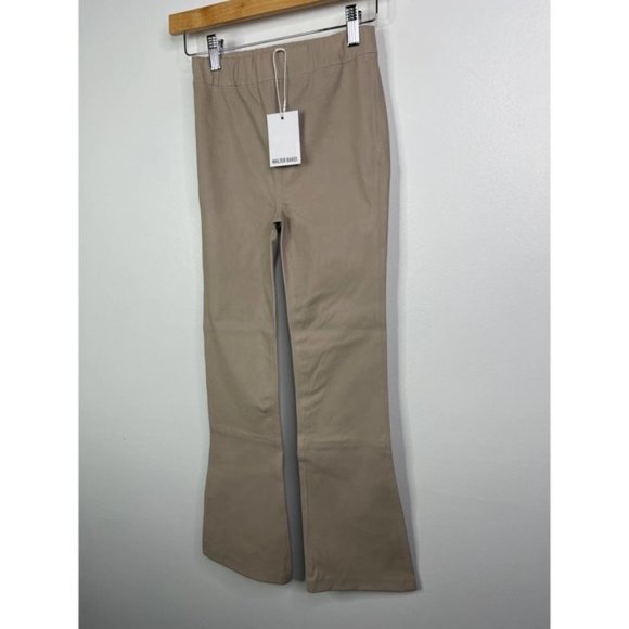 Walter Baker Lori Leather Flare Leg Elastic Waist Pant Women's Dove Size: XS NWT - Picture 3 of 10